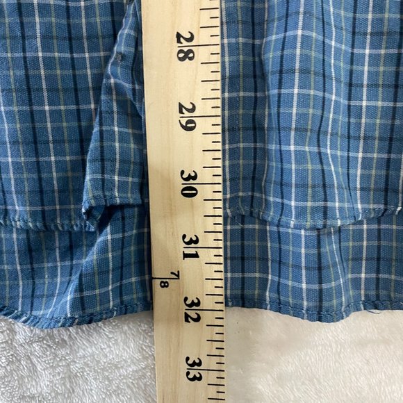 Van Heusen Men XL 17-17 1/2 Blue Plaid Wrinkle & Stain Free Flannel Dress Shirt - Picture 8 of 9